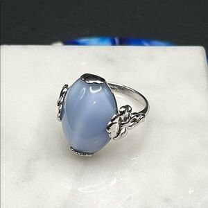 Vintage Avon Victorian Splendor silver tone blue moonstone ring #K45 Size 7